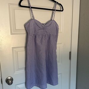 Purple gingham mini dress